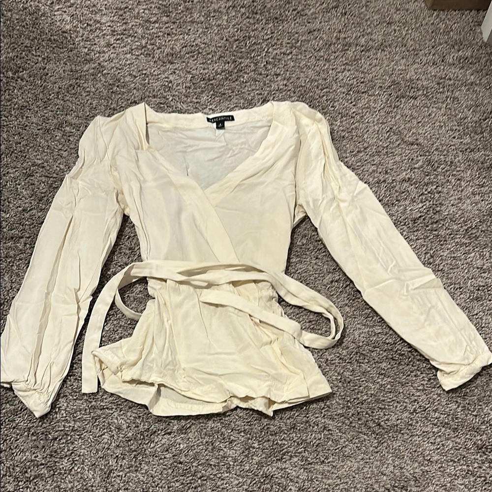 Elegant Cream Wrap Top